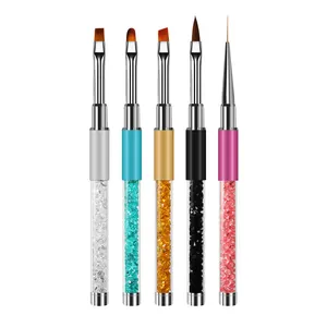 Liner Schilderij Nail Brush Set Puntjes Fan Ontwerp Nail Art Borstel Tekening Kit Multi Maten Carving Pen Voor Uv Gel diy 5 Stks/set