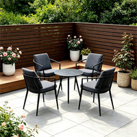 Ensemble table et chaises de jardin en rotin pour terrasse extérieure, résistant au soleil et à l'eau