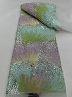 Tissu de dentelle brodée couleur arc-en-ciel avec fleurs colorées perlées nouvelle technique tissée pour robes de mariée robes sacs pour enfants