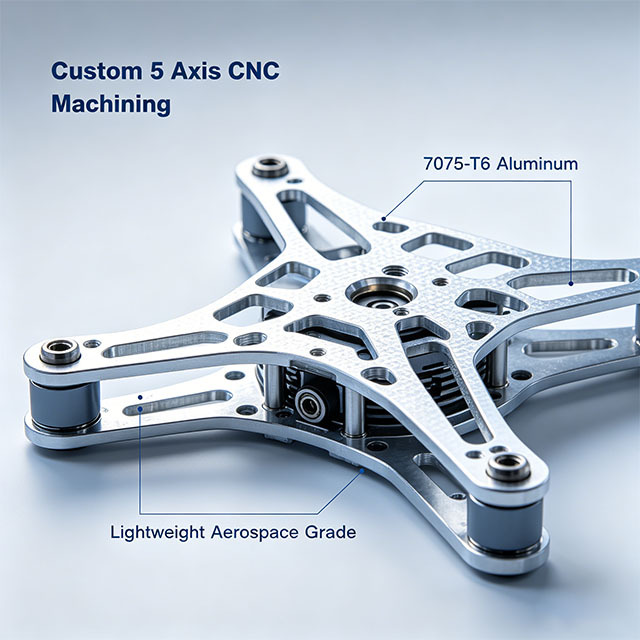 Custom 5 Axis CNC Machined 7075-T6 Aluminum UAV Drone Motor Mount Frame Lightweight Aerospace Components