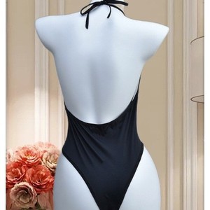 Lingerie sexy, body en satin de viscose noir et blanc, évidé, tentation, vêtements de nuit pour femmes 022 - Product Image 2