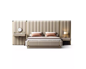 <span class=keywords><strong>Lit</strong></span> <span class=keywords><strong>en</strong></span> bois massif italien de luxe avec revêtement <span class=keywords><strong>en</strong></span> cuir, élégant et haut de gamme, conçu pour les chambres principales des villas, <span class=keywords><strong>lit</strong></span> <span class=keywords><strong>double</strong></span> pour couples - Product Image 6