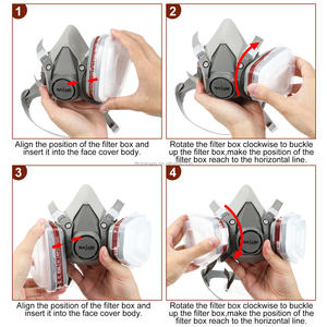 2024 livraison gratuite peinture couverture demi-poussière visage Double respirateur filtre Silicone masque - Product Image 4