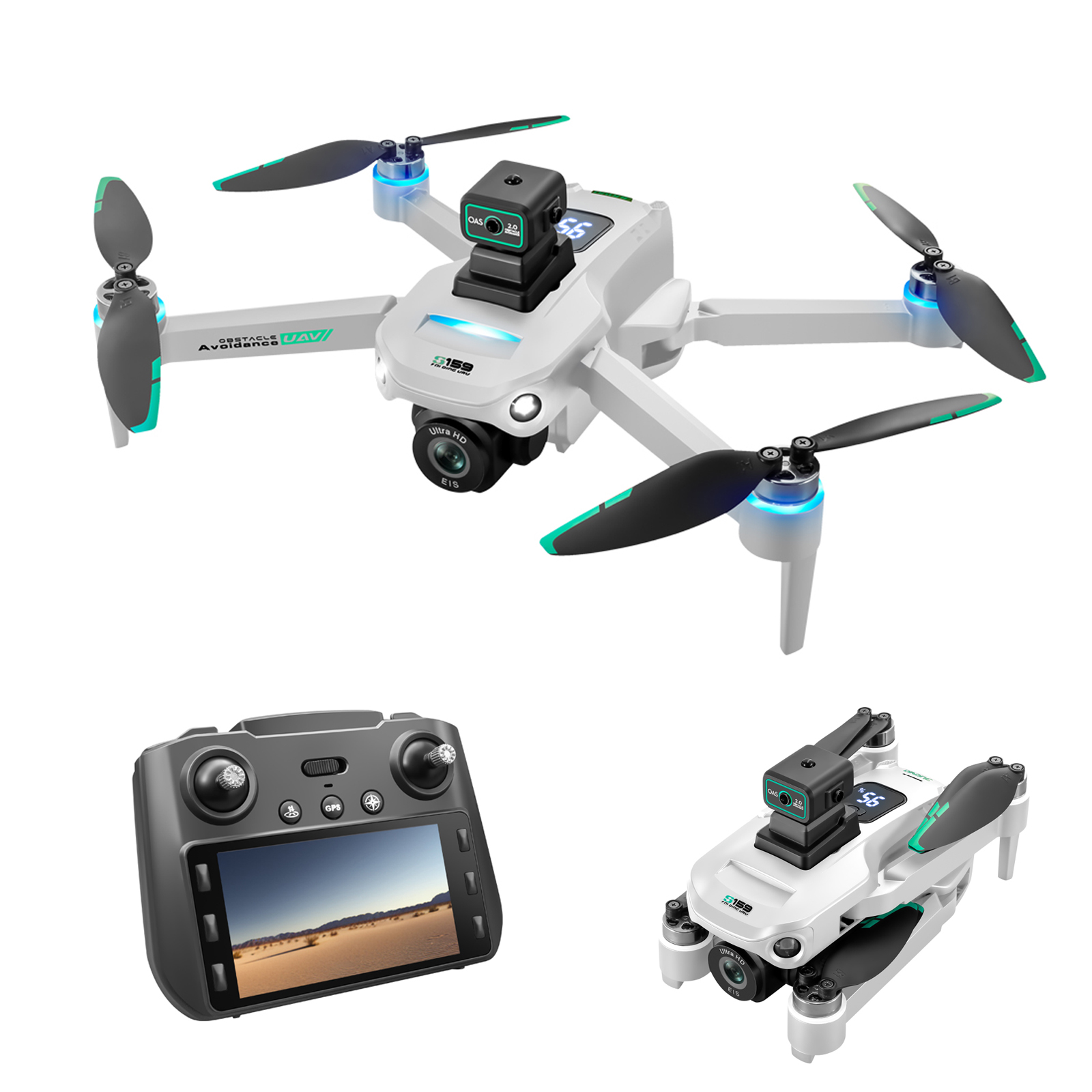 Outdoor Mini Toy S159 Drone 4K Camera WiFi FPV Obstacle Avoidance Optical Flow Foldable Screen Brushless Motor GPS Return 2km