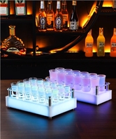 Plateau de verre à liqueur LED rechargeable, support de service en acrylique coloré, présentoir pour bar, seaux à glace, bacs à boissons