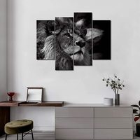Portrait de tête de Lion noir et blanc, peinture d'art mural, images imprimées sur toile, Animal