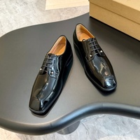Chaussures Oxford pour hommes en cuir verni luxueux, bout carré, à lacets, chaussures habillées, doublure en cuir véritable, style business.