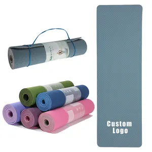 High Quality Anti-slip Fitness Custom Logo Printed Durable Travel Long Eco-friendly Personalised 6mm Non Slip TPE Yoga Mat