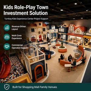 Centre de jeux d'imitation intérieur, Petits bâtiments, Boucles de circulation, Îlots d'activités, Centre commercial, Mini-ville, Centre commercial familial, Projet familial, OEM ODM - Product Image 1