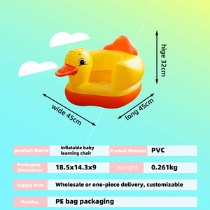 Modern PVC Plastic Duck Kids <b>Inflatable</b> <b>Sofa</b> Set Cute Baby Learning Chair Mat for Dining Living Room 0-3 Years Kitchen Bedroom - Product Image 2