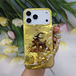 Étui <span class=keywords><strong>de</strong></span> <span class=keywords><strong>téléphone</strong></span> portable en TPU+PC doré pour 11 12 <span class=keywords><strong>13</strong></span> 14 15 16 17 Pro Max Air, pochettes <span class=keywords><strong>de</strong></span> <span class=keywords><strong>téléphone</strong></span> avec bracelet doré pour Samsung Redmi Oppo - Product Image 2