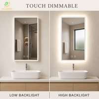 Miroir de salle de bain LED à cadre acrylique 50x70cm, tactile et dimmable, 6000K, anti-buée, IP44, mural, pour distributeurs par Joystar