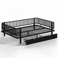 Lit plateforme minimaliste Queen Size avec tiroirs de rangement, structure métallique robuste, gain de place, pour chambre, appartement, école, ODM