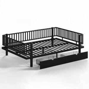 Base de Cama Minimalista Queen Size con Cajones de Almacenamiento, Estructura Metálica de Tubo Redondo, Resistente, Ahorra Espacio, ODM OEM - Product Image 3