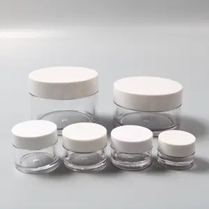 customize 5g 10g 15g 20g 30g 50g clear white ecofriendly round lotion cream container plastic cosmetic jars with lids