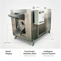 Rôtissoire à tambour motorisée multifonctionnelle en acier inoxydable KMEC pour arachides, soja, maïs et noix, usage professionnel en boulangerie, capacité 100 kg/h