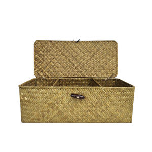 Caja de almacenamiento de algas marinas naturales, organizador de maquillaje de escritorio, contenedor multiusos, caja de almacenamiento multifuncional tejida a mano - Product Image 2