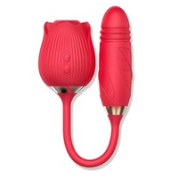 Vibrador Anal 3 en 1 con Estimulación de Clítoris, Dildo con Succión de Rosa, Masajeador Vaginal, Juguetes Sexuales para Mujeres
