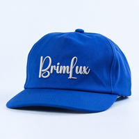 Casquette 5 panneaux à profil bas de haute qualité, design personnalisé OEM, petite visière incurvée, casquettes bleues avec logo brodé en 3D