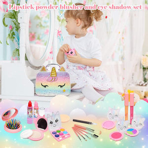 Jouets de maquillage lavables non toxiques pour petites filles, ensemble de cosmétiques de princesse pour tout-petits, kit de maquillage réel pour filles - Product Image 3
