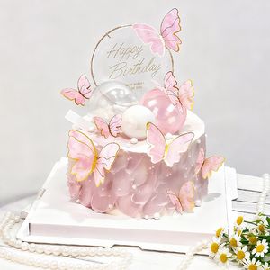 Decoración para Pastel de Cumpleaños, Adorno de Mariposa, Mariposa de Papel Dorado, Inserto para Pastel de Cumpleaños, Decoración de Pastel de Feliz Cumpleaños - Product Image 5