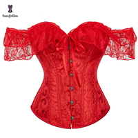 10 couleurs, Bustier Corset à une épaule avec manches, à maintien ferme, Grande taille, pour femme, style Renaissance Vintage Gothique en dentelle