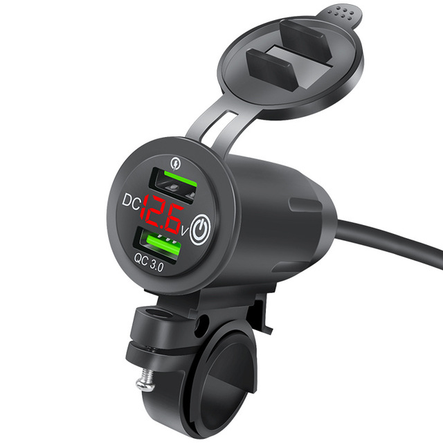Onlyoa 12V 24V Waterproof QC 3.0 Charger with Touch on Off Switch and Voltmeter for Motorcycle Boat Truck