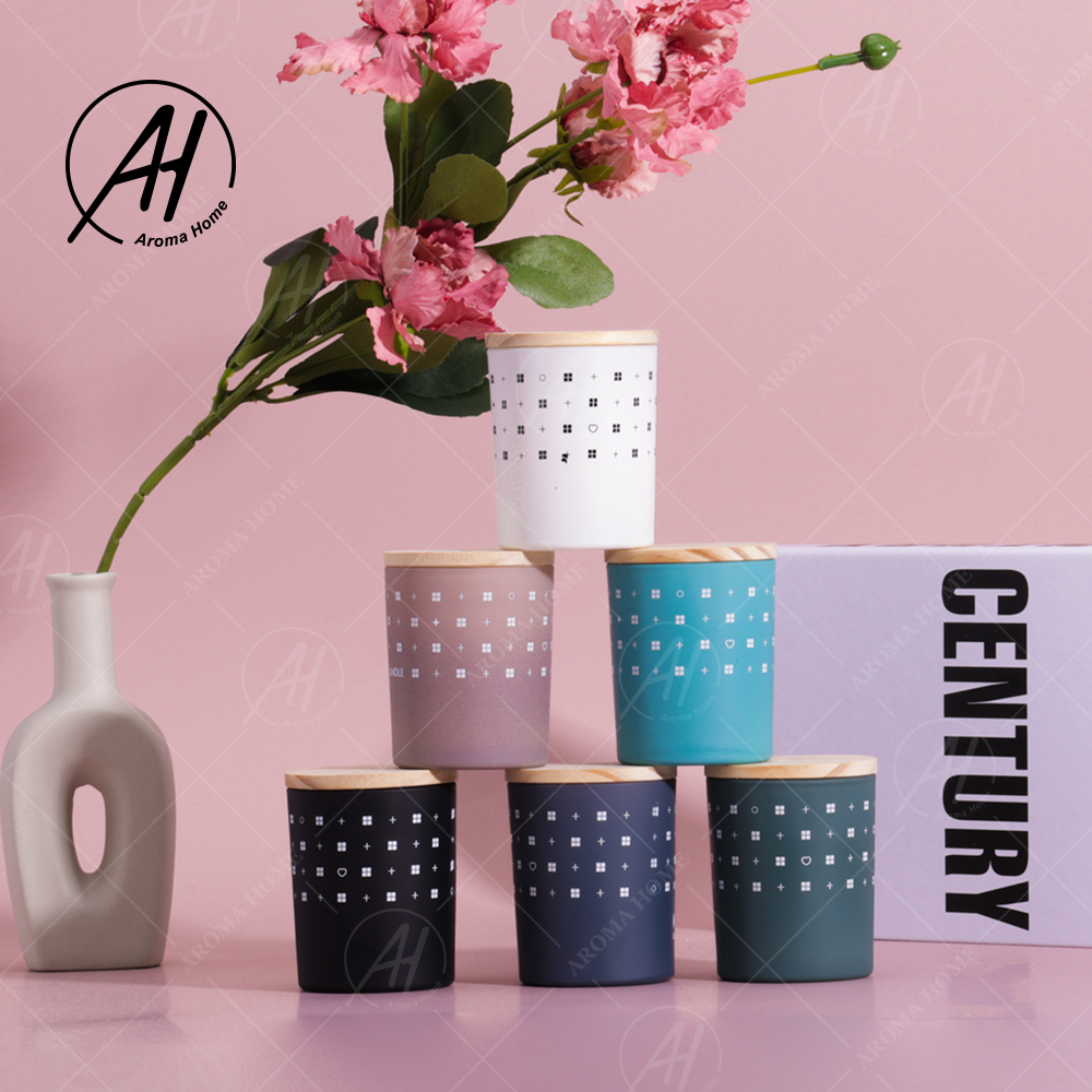 AROMA HOME Glass Jar Wood Lid Smokeless Soy Wax Candle Private Label 5.5OZ 7OZ 8OZ 8