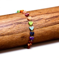 Bracelet unisexe bohème ajustable tressé en pierre Cœur Empereur 7 chakras, bijou perlé exquis pour la méditation, cadeau quotidien