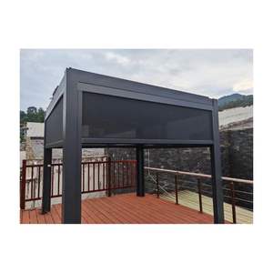 Pergola bioclimatique solaire en aluminium moderne, <span class=keywords><strong>stores</strong></span> électriques muraux pour toit, gazebo extérieur en métal - Product Image 3