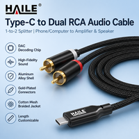 Câble audio Type-C vers double RCA mâle 1-vers-2, pour téléphone et PC vers amplificateur, mixeur, haut-parleur actif, longueur personnalisable