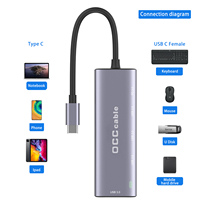 Hub USB C de Carga Rápida PD de 100W, 5 en 1, Estación de Acoplamiento Tipo C de Aleación de Aluminio con 4 Puertos USB 3.0 de 5Gbps para Laptop
