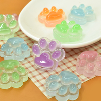 Cabochon a forma di zampa di gatto in resina colorata e luminosa, che si illumina al buio, per fiocchi per capelli, decorazioni fai da te, scrapbooking e decorazioni per telefoni.