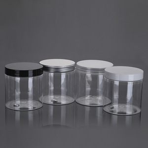 <b>Plastic</b> Jar 500Ml Transparent Cylinder Pet Cosmetic <b>Packaging</b> Wide Mouth For Cream - Product Image 3