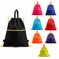 Sac de sport pliable à cordon, sac à dos de gym, sac à dos écologique en polyester, poche zippée imperméable, portable, antivol, RFID, USB