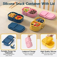 Boîte à bento en silicone sans BPA, écologique, compatible micro-ondes, anti-fuite, pour enfants, pour l'école et les pique-niques