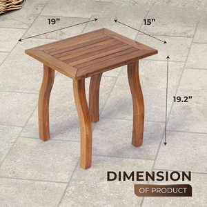 Tabouret de douche en teck Wanze avec étagère de rangement, siège de salle de bain imperméable, 38,1 x 48,3 x 48,3 cm, usage domestique - Product Image 4