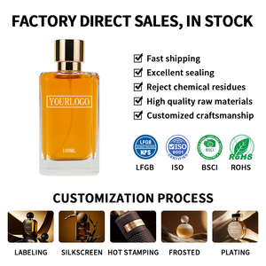 Botella <span class=keywords><strong>de</strong></span> Perfume <span class=keywords><strong>de</strong></span> Vidrio Elegante y <span class=keywords><strong>de</strong></span> Calidad Personalizada, 30ml 50ml 100ml, Botella <span class=keywords><strong>de</strong></span> Perfume Cuadrada Vacía <span class=keywords><strong>de</strong></span> Lujo con Tapa Dorada y Caja - Product Image 5