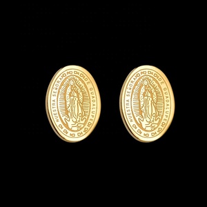 2025 Religiosa María 18K Chapado en oro Collar de acero inoxidable Pendientes Conjunto de joyería Conjuntos de moda para mujer - Product Image 4