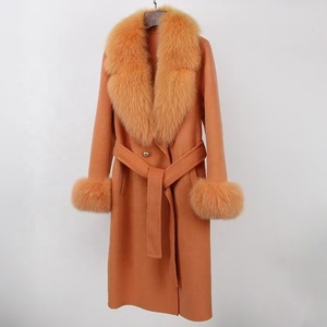 Abrigo largo informal de lana y cachemira de alta calidad para mujer en invierno Variedad de colores - Product Image 1