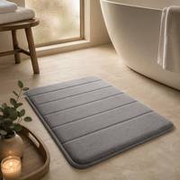 Tapis de salle de bain moderne antidérapant en mousse à mémoire de forme rayé, absorbant, adapté aux animaux domestiques, lavable pour la maison et l'hôtel