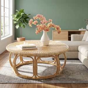 Vietnam Handmade Rattan <b>Table</b> Classic Natural Weave Design for Cozy Home Decor and Functional Living Room Use - Product Image 1