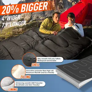 NPOT Camping Double Sleeping Bag para adultos e homens com travesseiro duas pessoas Sleeping Bag para todas as estações