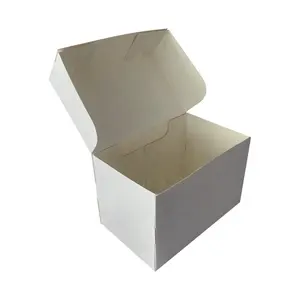 Foldable White Bakery Wedding Slice Cake Paper Flat Box Baking Gift Carton Tall Cake Boxes for Pastries Doughnut Packaging