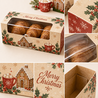 Boîte de pâtisserie de Noël personnalisée avec fenêtre pour biscuits, gâteaux, cupcakes, desserts, vente en gros pour les fêtes
