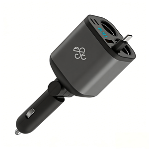 Caricabatterie da Auto con Display LCD e Doppia <span class=keywords><strong>Presa</strong></span> USB-A+2*USB-C con Cavo Type-C Integrato <span class=keywords><strong>per</strong></span> Ricarica Rapida, Compatibile con <span class=keywords><strong>iPhone</strong></span> Samsung Huawei - Product Image 3