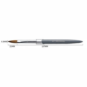 Pinceau à ongles en acrylique avec manche gris, design classique, tailles personnalisables pour la pose d'extensions d'ongles en poudre acrylique, usage en salon - Product Image 6