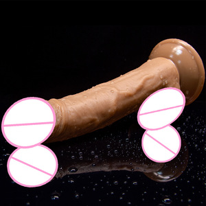 Slanke Kleine Penis Pvc Zuignap Kleine Penis Koffie Gekleurde G-Spot Kunstmatige Penis - Product Image 4