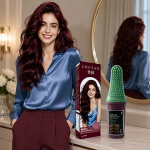 Tinte para el Cabello en Crema Borgoña 200ml en Botella con Peine, Tendencia 2025, Marca Personalizada OEM, a Base de Plantas, Nutritivo - Product Image 4