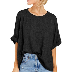Large Size Tops European and American Round Neck Women's T-<strong>shirt</strong> Bottoming <strong>Shirt</strong> Women's High-end Pullover Short Sleeves - Product Image 1